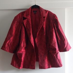 Vintage LE BOS Women's Open Front Blazer Jacket Red-Black Art To Wear 24W